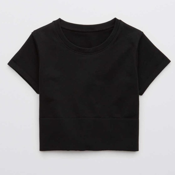 OFFLINE By Aerie Sidewalk Seamless Cropped T-Shirt Size Small Black Women’s - Picture 11 of 12